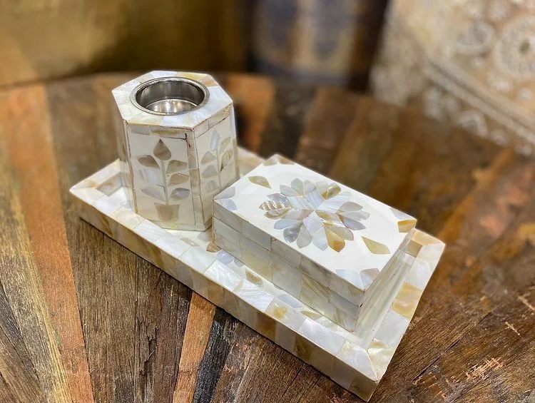 Hot Sale Bakhoor Mother of Pearl Incense Burner Set Variety of Color Custom Design Muslim Gift Set Islamic gift box from Vietnam