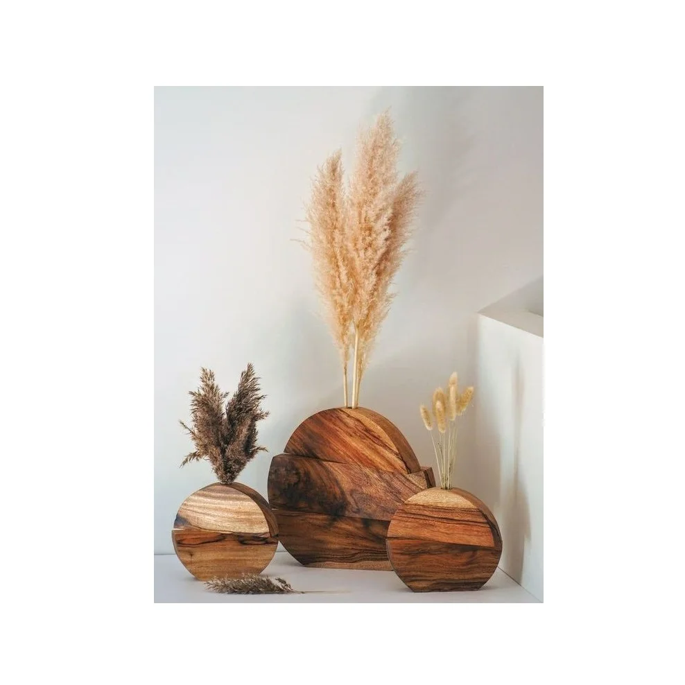 Wooden Flower Vase Home Decor Gift Solid Handmade Natural Wood Vases Modern Rustic Vases Modern Decorative Planter