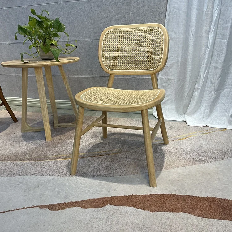 Wholesale Luxury Solid Wooden Rattan Home Dining Restaurant Hotel Cafe Coffee Shop Chair