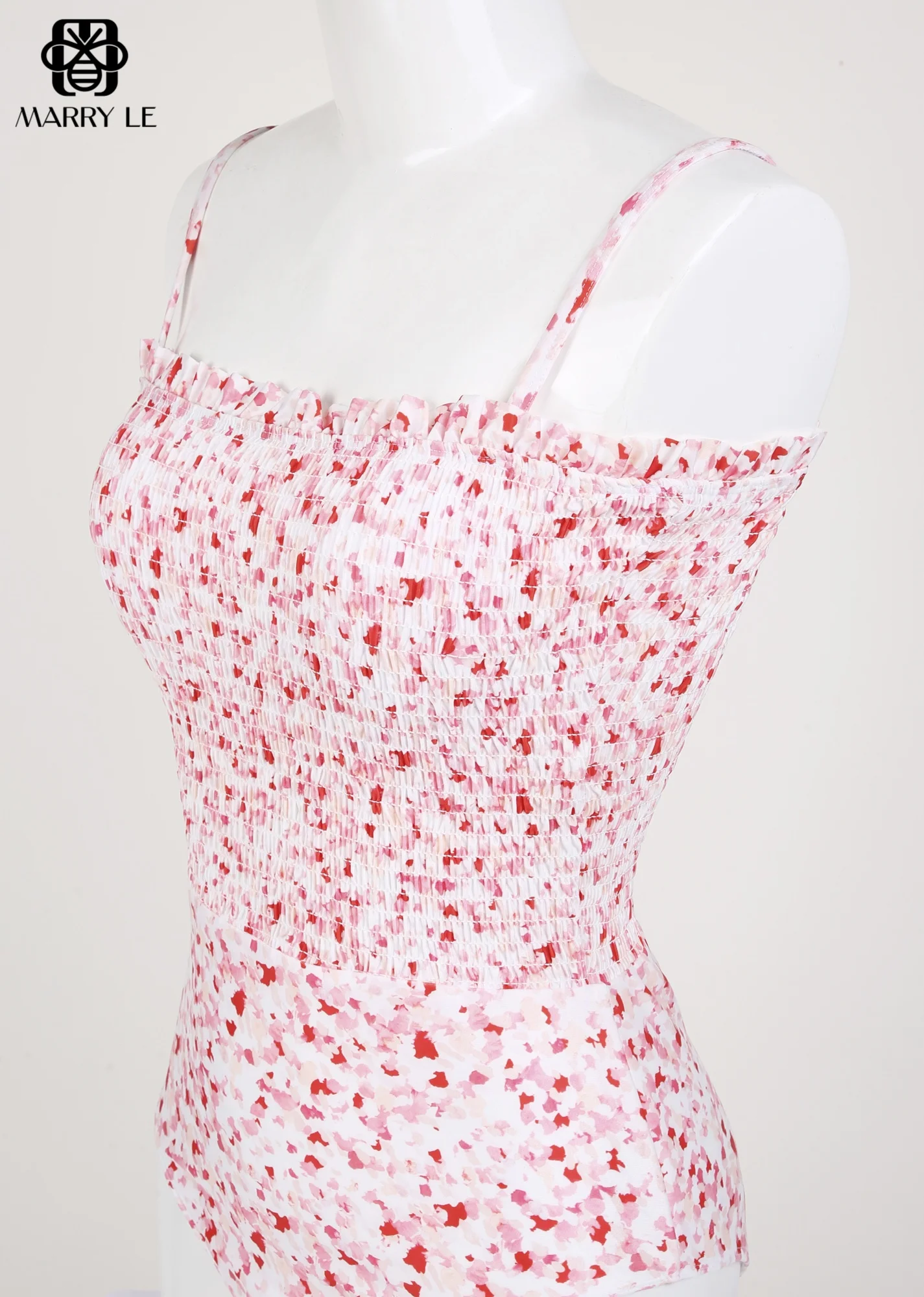 PINK SHIRRED SMOCKED ONE PIECE SWIMWEAR - MD52 Stretchy fabric for swimsuits in summertime, beachwear