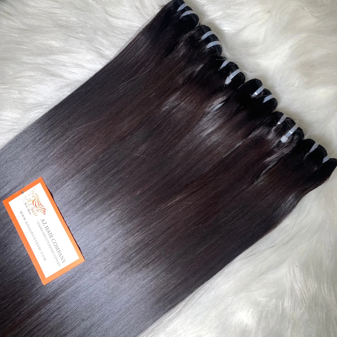 100% Remy Human Hair Straight Machine Made Weft Hair Extension Double Drawn Hair Vietnamese Raw