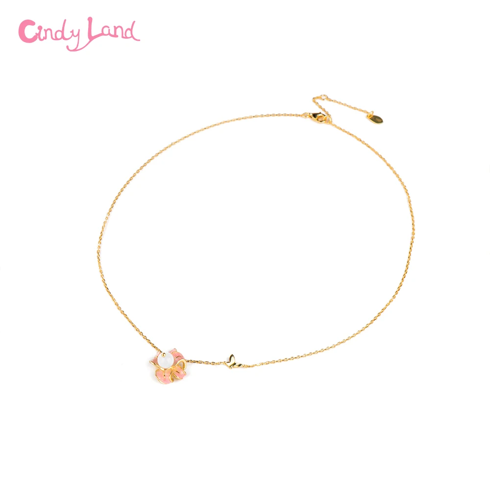 CL OEM/ODM Fashion Flower Shape Natural Pearl Necklace High Quality 2Mic Thick Gold Plated Anti-oxidation Necklace