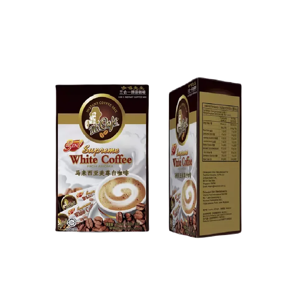 Singapore Instant Rich Aroma Caffeinated Sweet Cream Sugar Breakfast Energize MR CAFE White Coffee Powder Box 40g x 7s x 10b