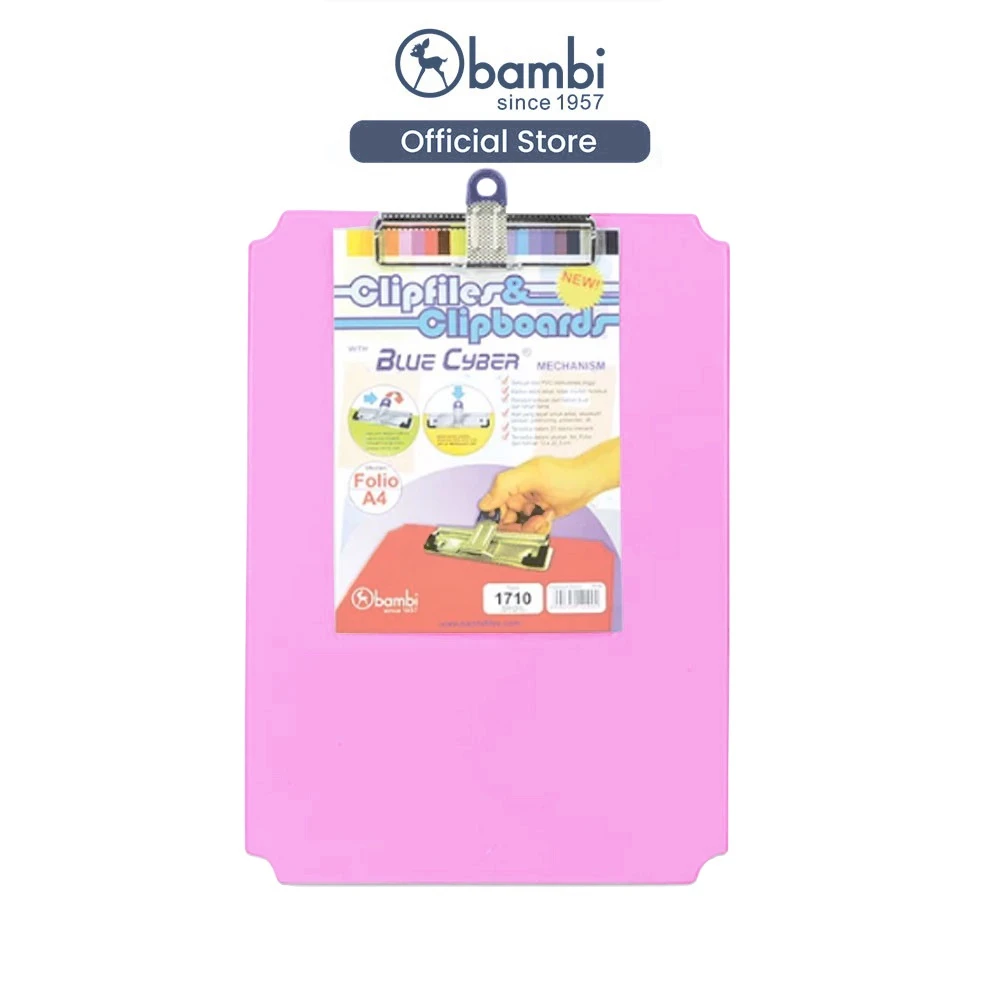 Bambi Office Stationery A4 Size 12cm PVC Plastic Clip Clipboard Folder with Hard Paper Material Product from Indonesia