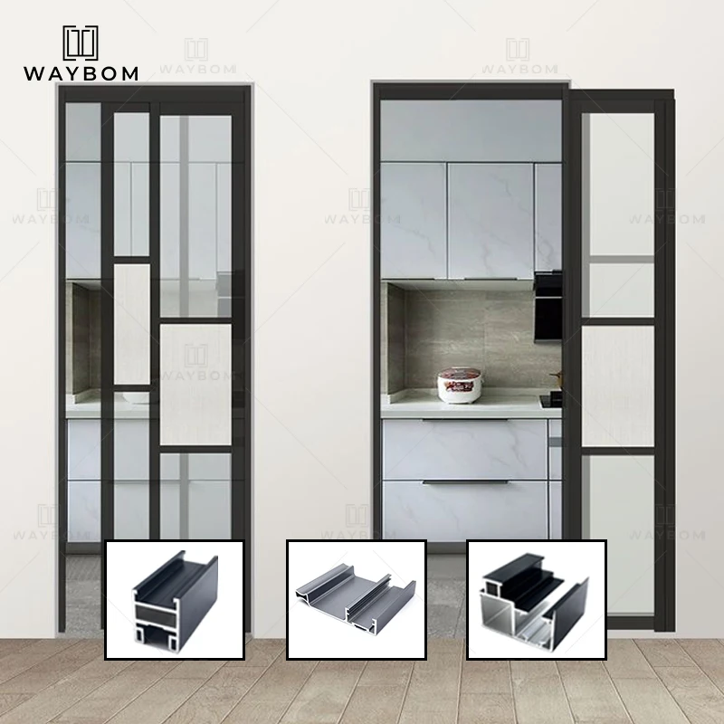 Waybom aluminum 2023 slim structural profiles of slide door slim sliding doors kitchen door partition profile with soft closing