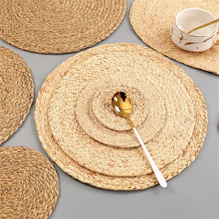 Wicker Wholesale Sets Straw Placemats Water Hyacinth Seagrass Coasters Handmade Products Wedding Table Decoration & Accessories