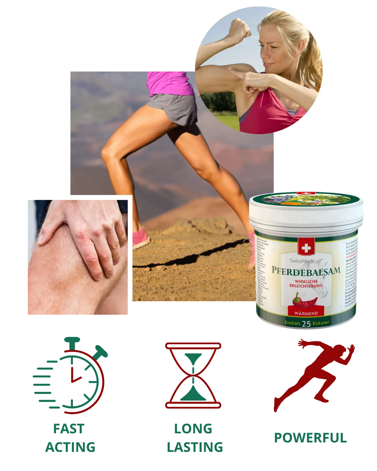 SwissMedicus Pferdebalsam warming for joints & muscles, Swiss quality, Pain relief cream, Varicose veins,  500 ml