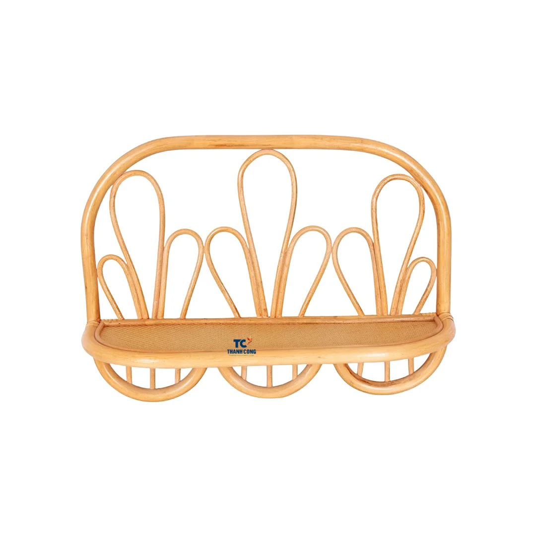 Vintage Style Shelve Wall Rack Round Rattan Shelf 3 Tier Shelf Wall Hanging Shelve