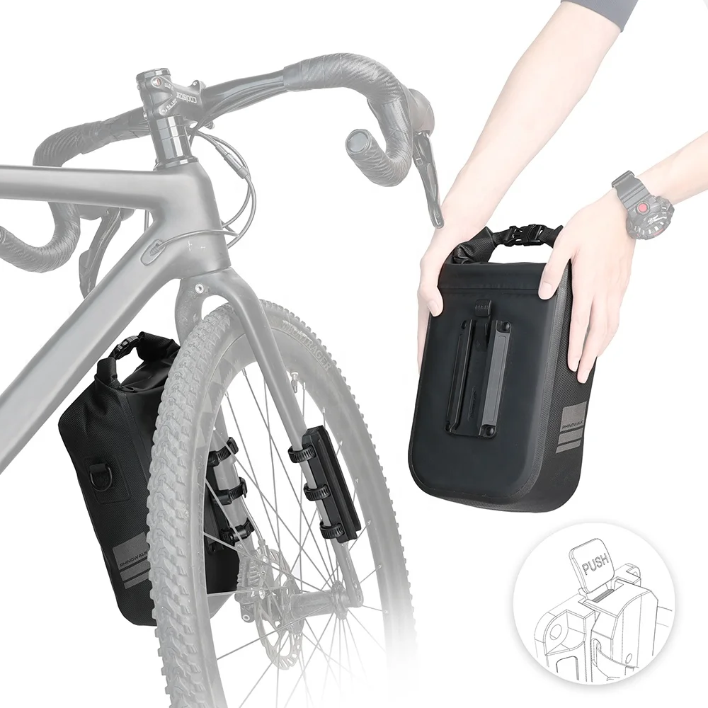 Rhinowalk Waterproof Fork Bag Bicycle 6L Front Rack Dry Pack Bike Bag Quick Release Adapter with Private Model