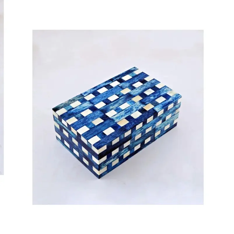 Crafted Bone inlay Wood Resin inlay Box With Multi Storage Box for customized size for hot sale