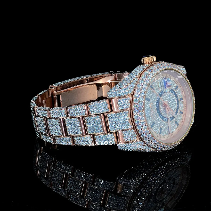 Luxury Modern High Quality Bling Iced Out Diamond Watches Elegant GIA Certified VVS Moissanite Diamond Watches For Men Low Price