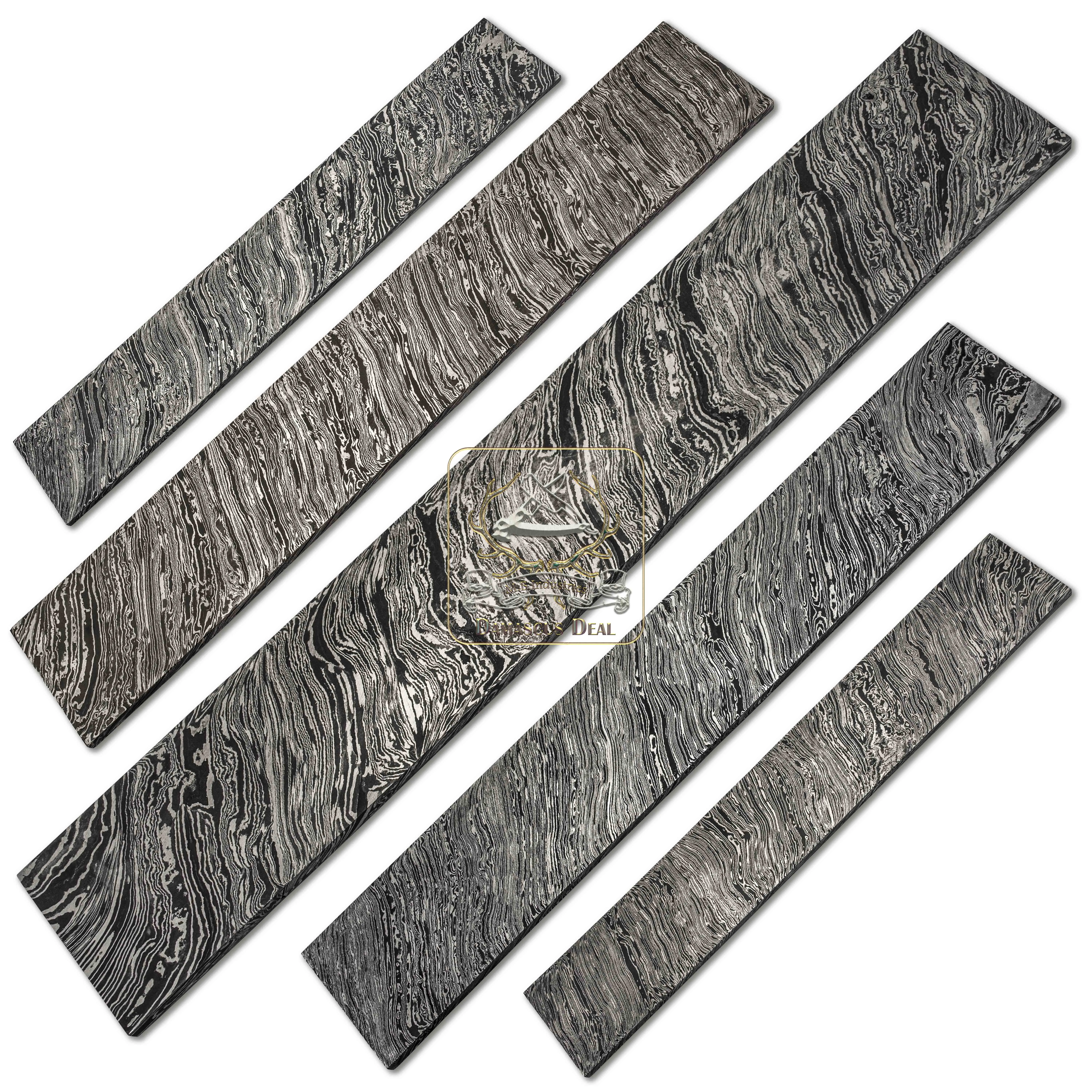 Damascus Steel Billet Fire Pattern DD-Fire-210 for Knife Making Hand Forged Carbon Steel Hardness 58-62 HRC Billet