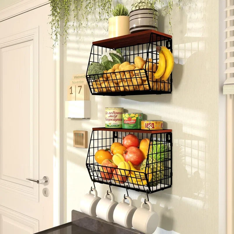 1 Tier Home and Garden Metal Hanging Basket Stylish Storage Basket for Decoration