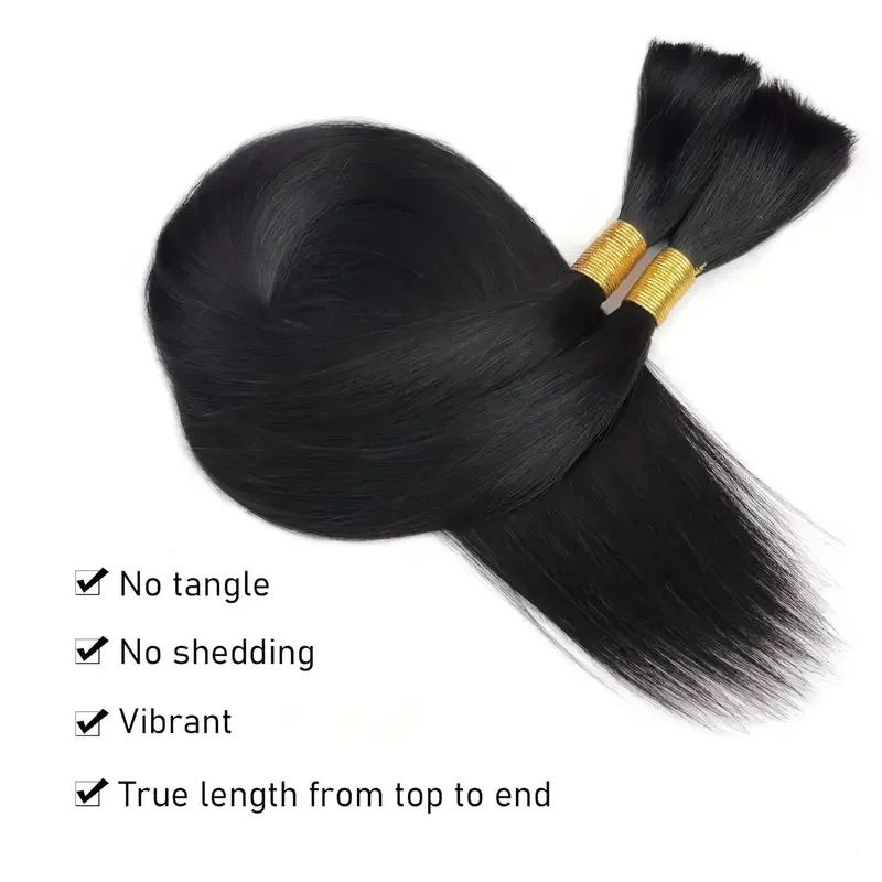 20-Inch Straight Wave Raw Unwefted Remy Hair Extensions Natural Black Indian Remy Human Hair
