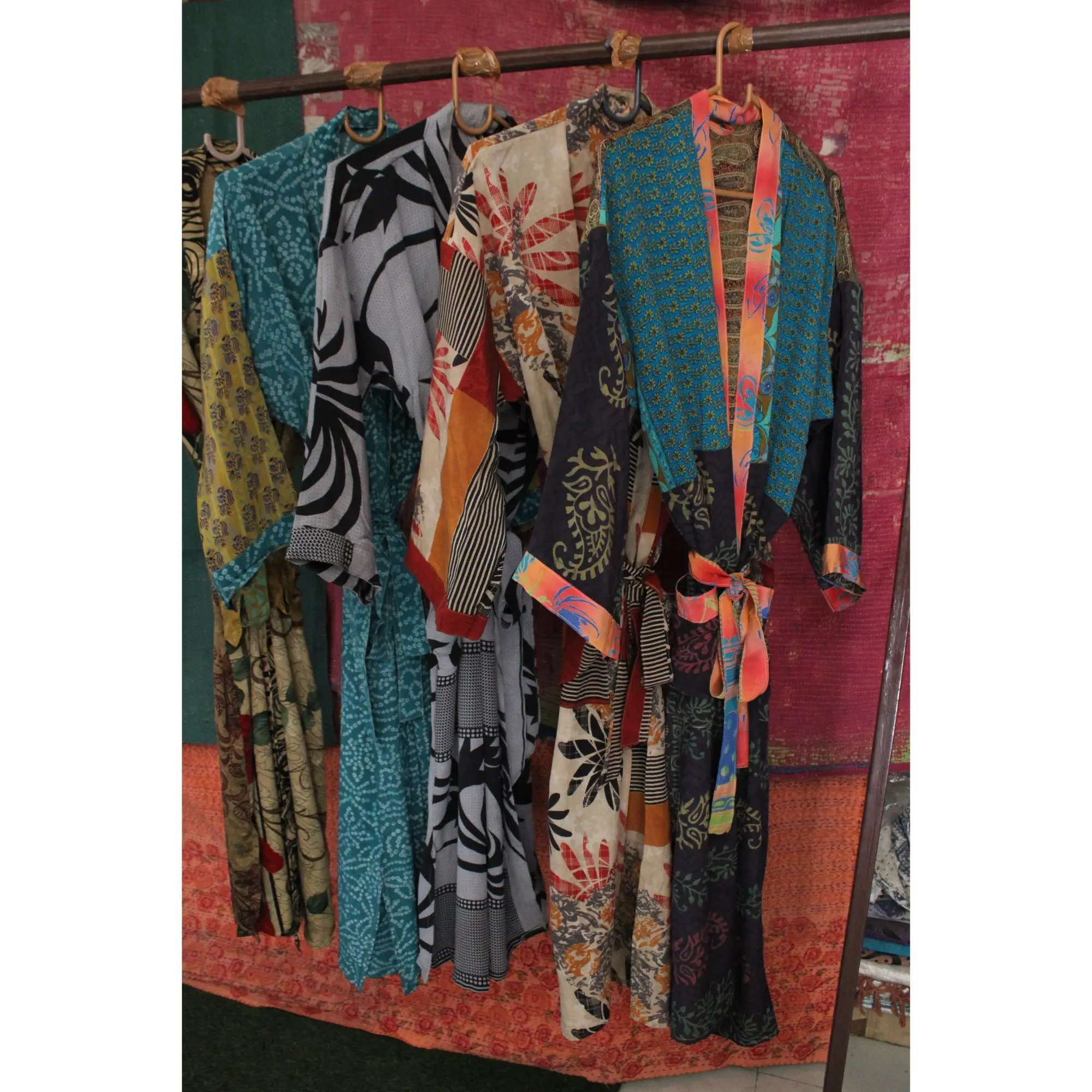 Printed Luxury Silk House Robe Unisex Kimono Boho Kimono For Woman Silk Beach Dress