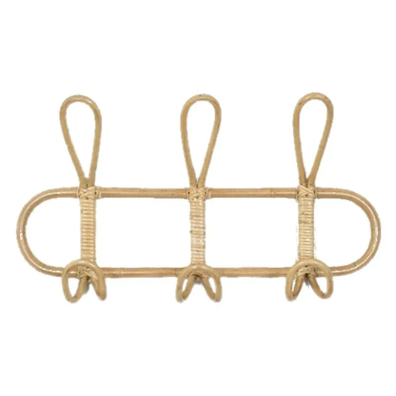 Vietnamese handmade Rattan Wall Hooks Kids Garments Organizer Rack Clothes Hat Hanging Hook Wholesales From Viet Nam