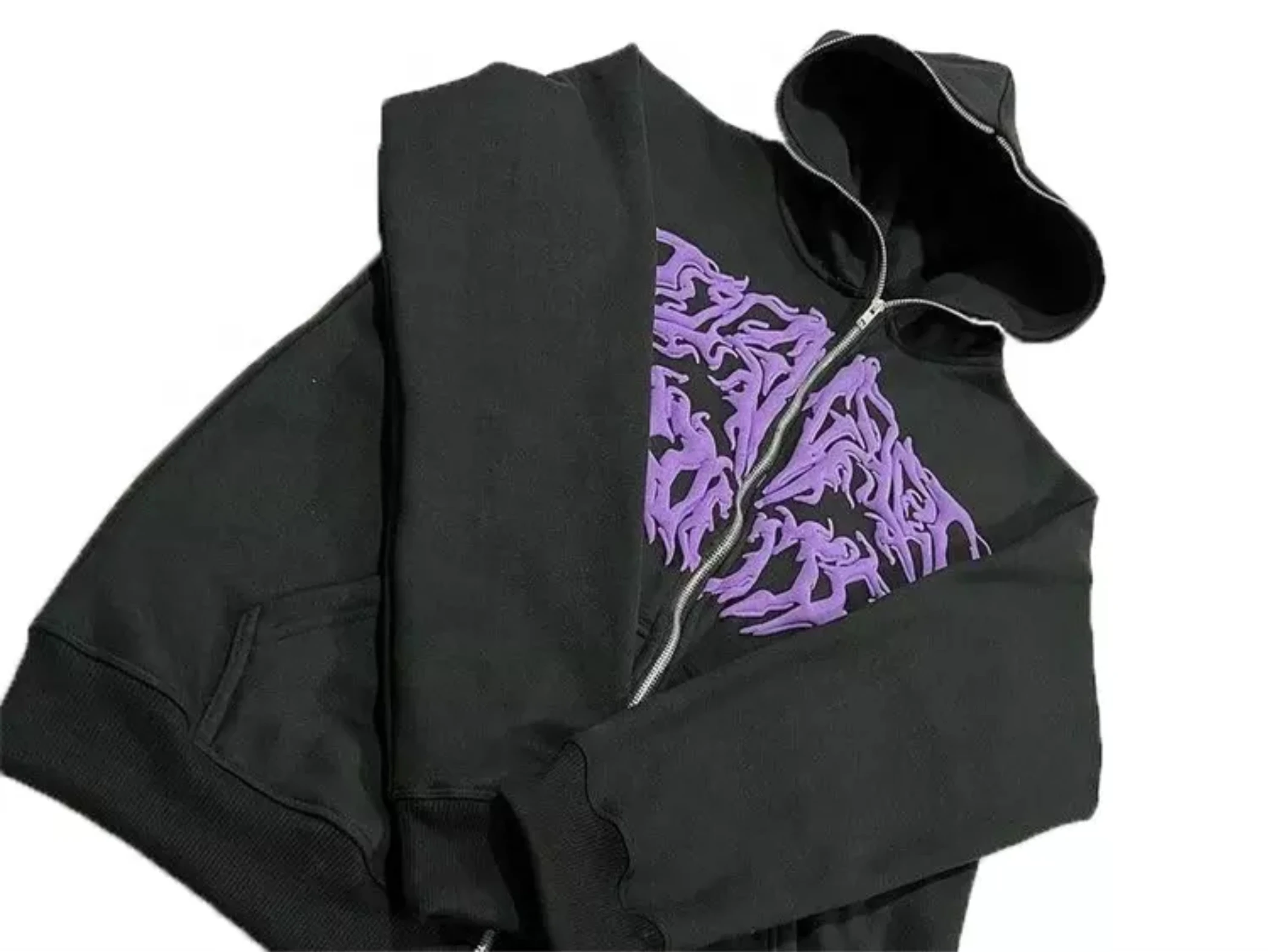 New Arrivals Men Autumn Custom Puff Printing Street Long Sleeve Slim Fit Solid Color Casual Tops Dark Grey Men Stylish Hoodies