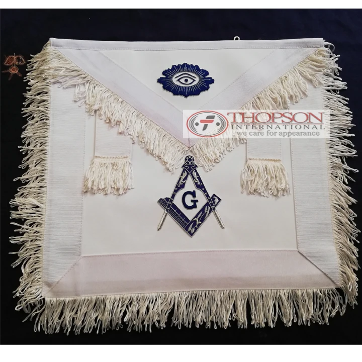 Masonic Regalia Custom-Size Blue Lodge Master Mason Apron Embroidered Leather with Badges