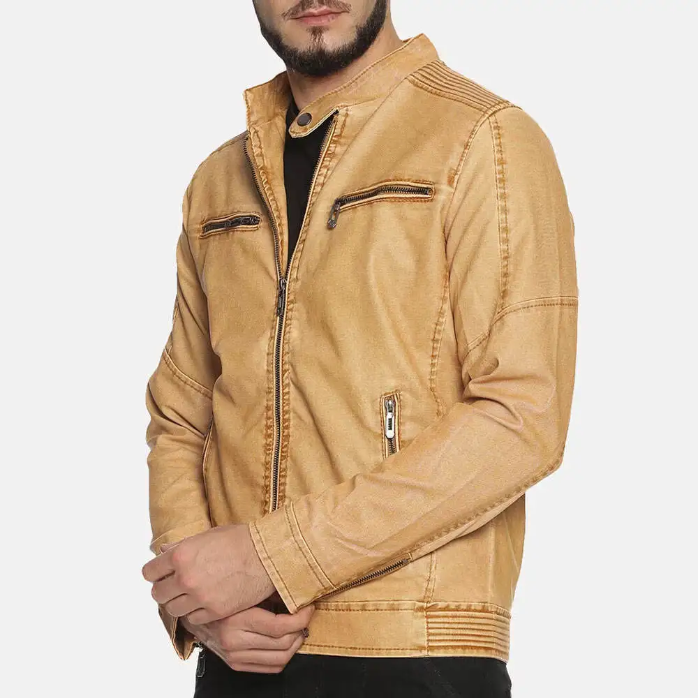 High Selling Eco Friendly Material Men Leather Jacket New Design Breathable Comfortable Fabric Male Leather Jacket For Boys