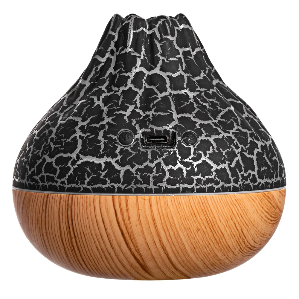 Wood Grain H20 Steam Diffuser Humidifiers Volcano Fire Portable Desktop Mini Water Mist Air Humidifier Diffuser With Night Light