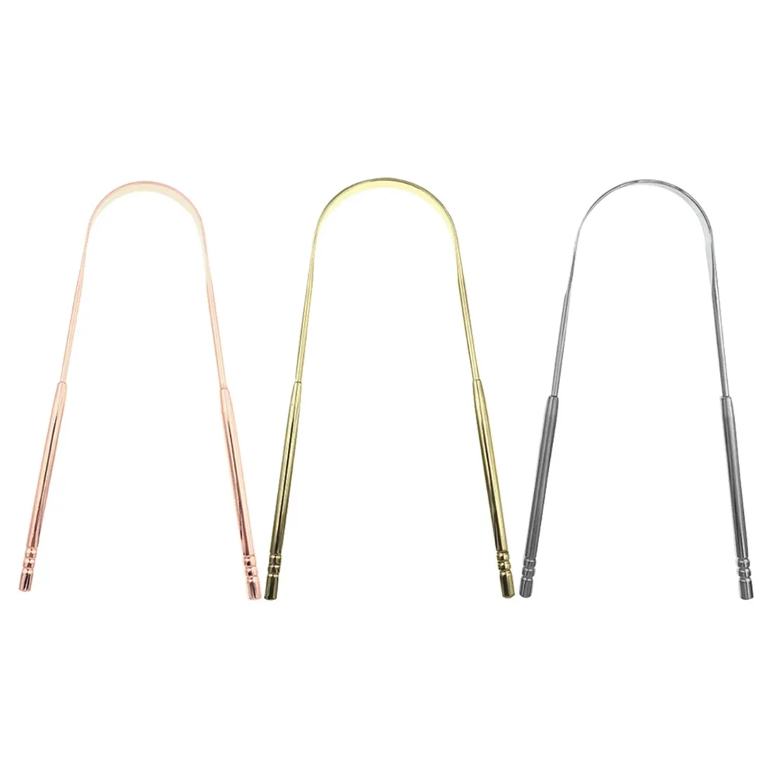 Stainless Steel Metal Copper U Shaped Oral Care Tongue Scraper with Packing Box for Travel