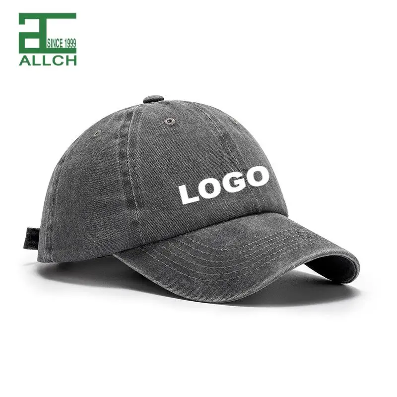 Allch Custom Logo High Quality 6-Panel Recycled Cotton Baseball Sports Cap Vintage American Style Dot Pattern Waterproof Fabric