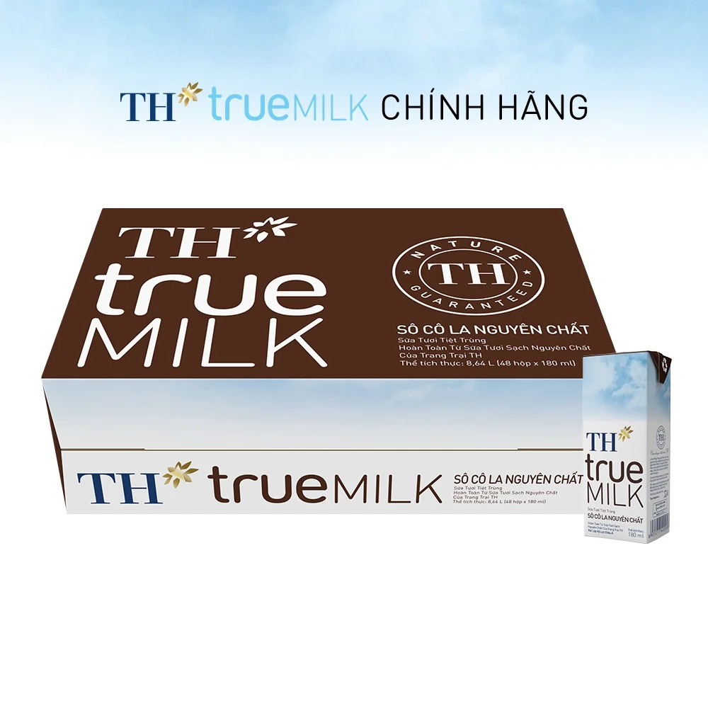 TH True Milk UHT Chocolate Fresh Milk 180ml Organic Sterilized Dairy Products High Quality Cow Origin Flavored Milk