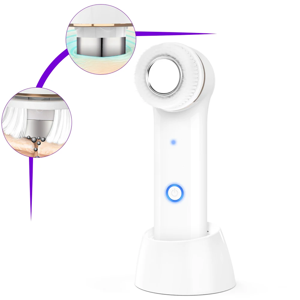 Ultra High-Frequency Vibration Facial Care Machine Gentle Cleaning Brush Hands Stainless Steel Plastic EU Sonic Home