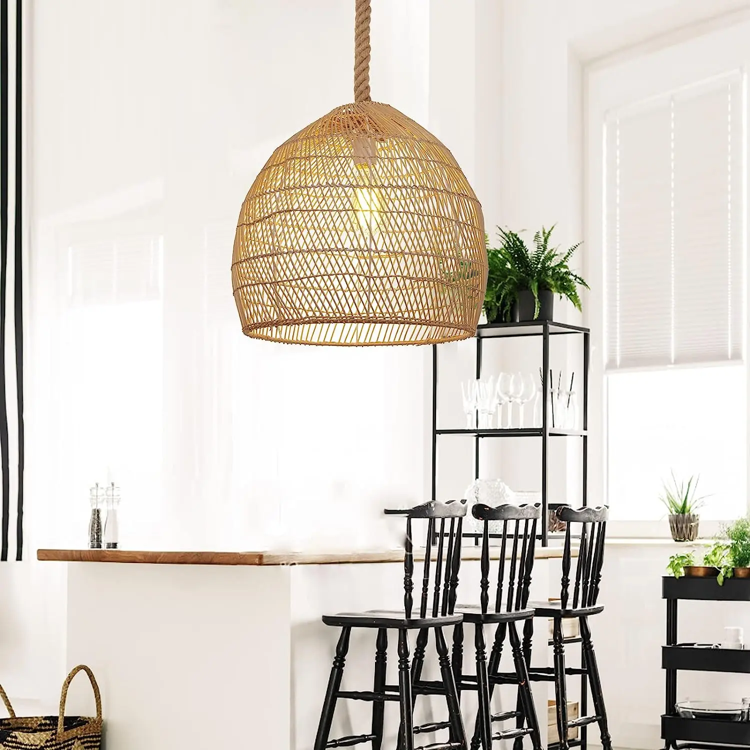 Chandeliers & pendant lights table lamps Rattan Lampshade Pendant Bamboo Lamp Light Vintage Hanging Lamp Shades