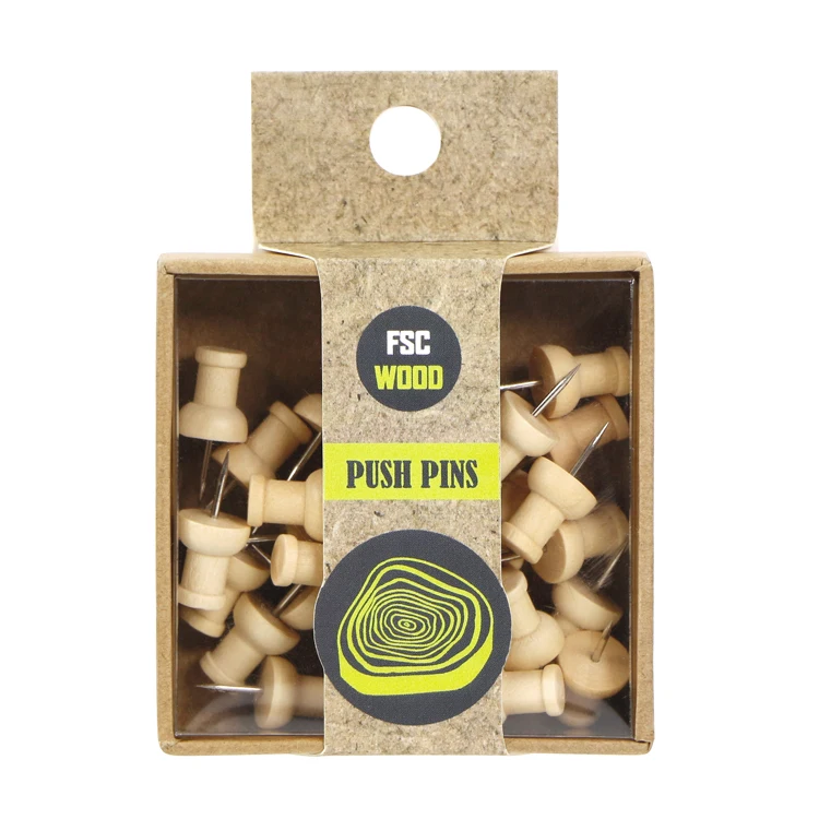 New Goods Factory 30pcs in box eco-friendly Wooden Combination Creative Office Stationery Fixed Hook Cork Pushpin