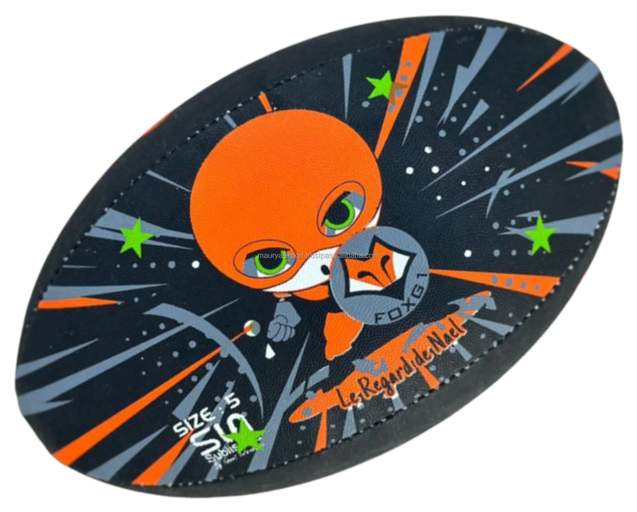 Custom Logo Rugby Ball for Sports and Training High Air Retention PU Material with Latex Bladder Printed Logo