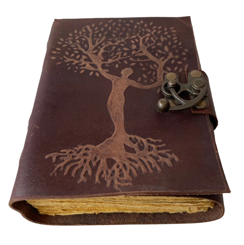 Handmade Leather Journal Tree of Life Mother Earth Embossed Leather Bound Writing Notebook Diary Best Gift for Travel Diary