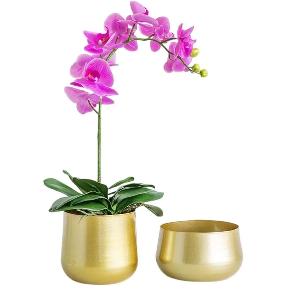 Matte Gold Polished Flower Planter Pot High Quality Brass Plating Finishing Vase From Indian Supplier
