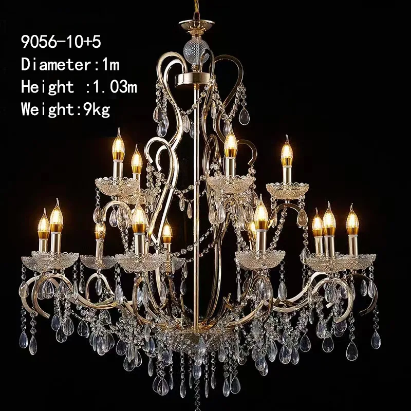High Quality Hotel Wedding Home Decoration Pendant Light Silver Crystal Acrylic LED Chandelier