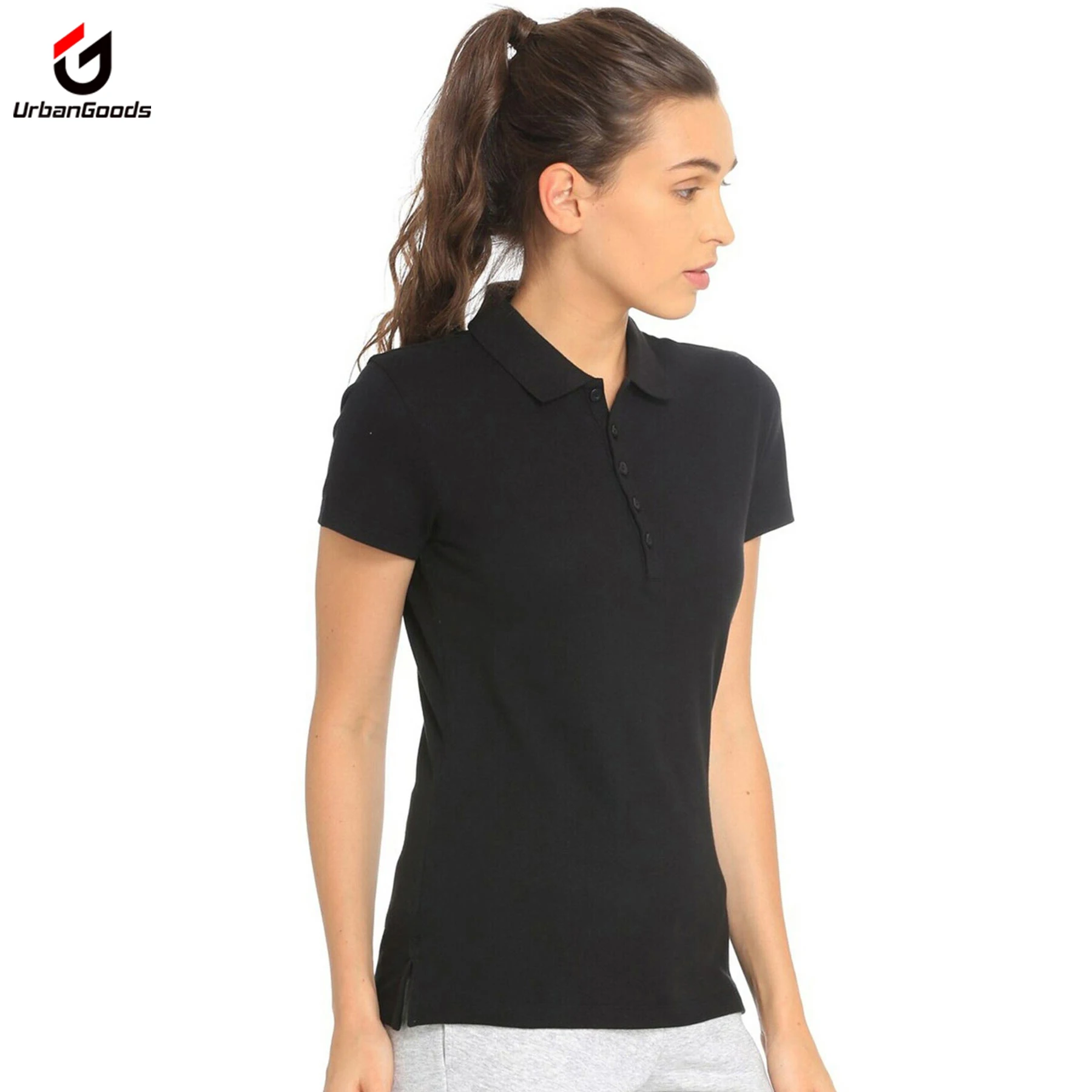 Custom Buttoned Polo Shirt Stretch Training Running Sportswear with Polo Collar Lightweight Short Sleeve Women Polo T-Shirt