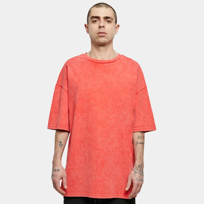 Drop Shoulder Oversized Acid Wash Black T-Shirt Plus Sizes Vintage Heavyweight Cotton Made Pakistan