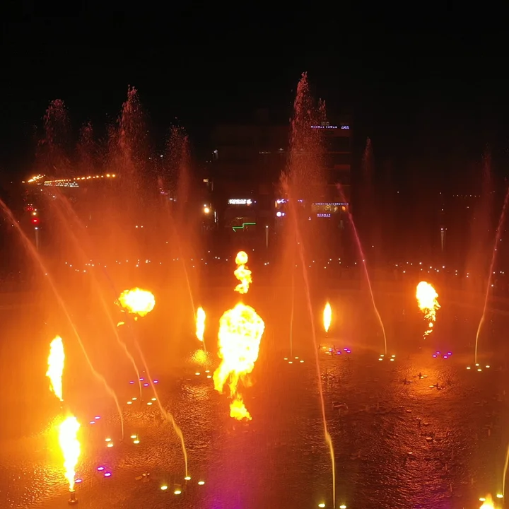 Round Pool Music Fountain with laser and 3D mapping  projection