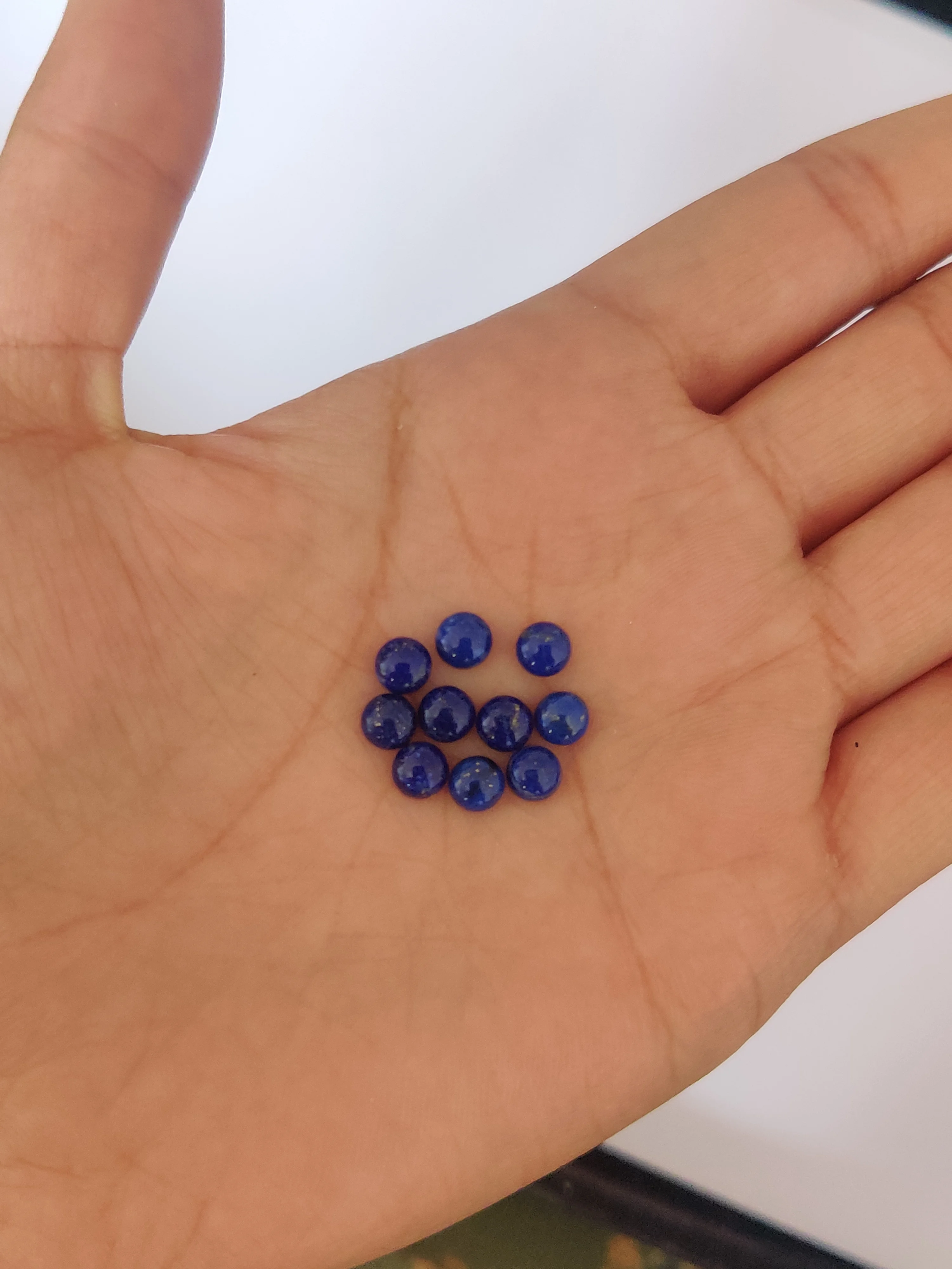 Natural Lapis Lazuli 4mm round cabochon, Navy blue color lapis with golden pyrites 0.35 cts, loose gemstones cab for jewelry