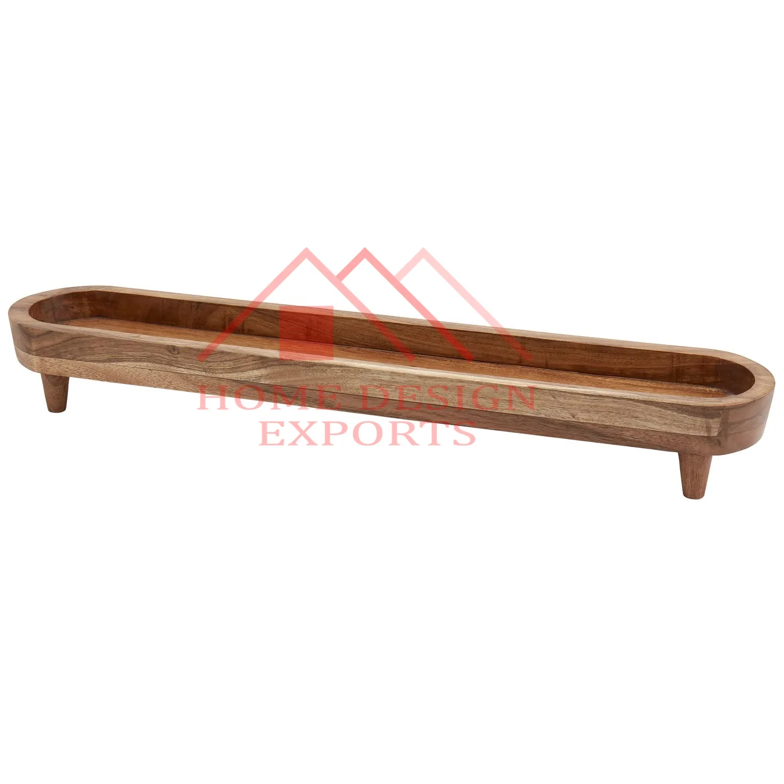 Handmade Wooden Rectangle Footed Tray for Kitchenware Usage Wholesale Natural Wood Large Ottoman Footed Base Tray Best Seller