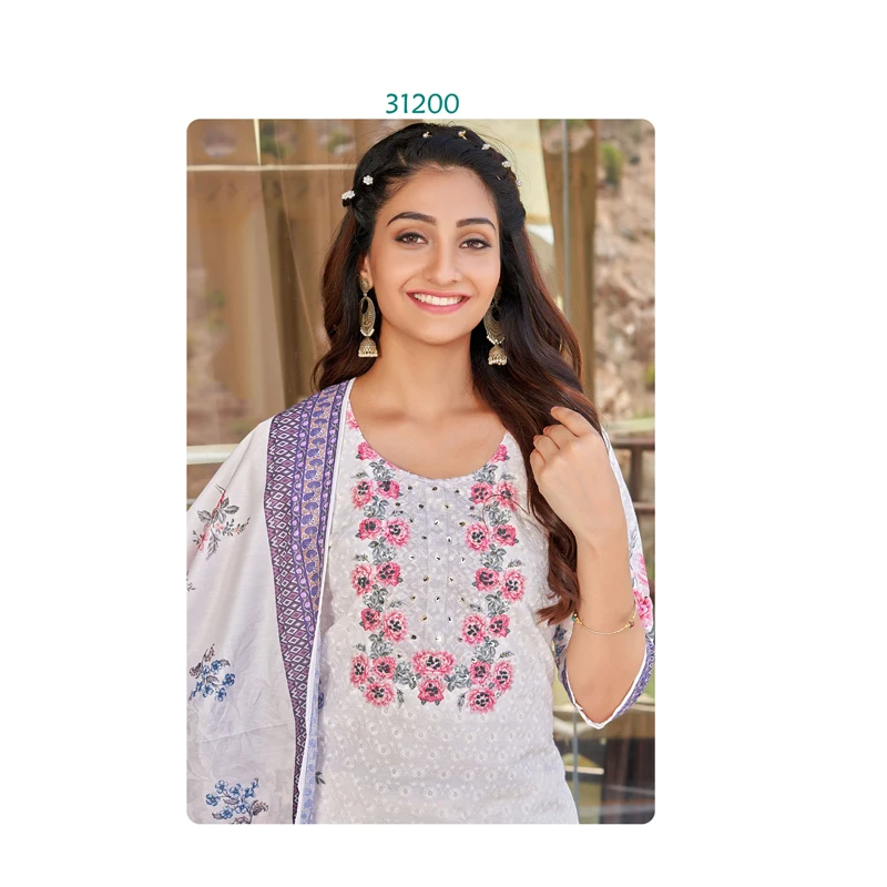 TOP SELLING NEW INDIAN & PAKISTANI STYLISH HEAVY EMBROIDERY LONG 3 PIECES CHICKEN FABRIC KURTI SET DRESS FOR WOMEN 2024