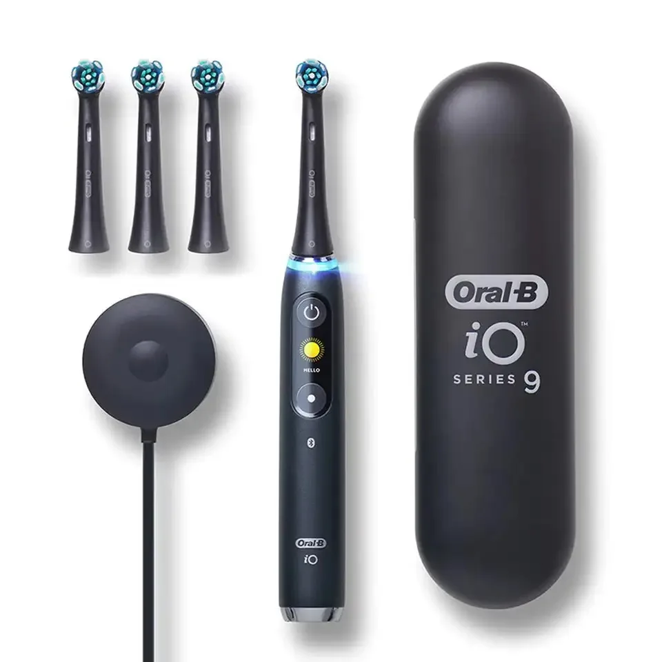 Oral-B iO Series 10 Rechargeable Electric Toothbrush with Pressure Sensor, 4 Brush Heads, Travel Case
