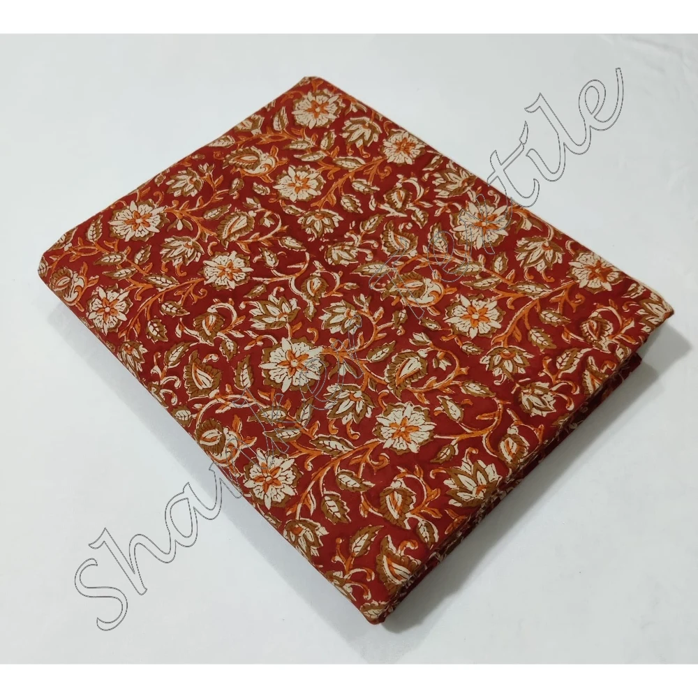 Clothing Fabric Hand Block Printed Designer Jaipuri Sanganeri Kalamkari Dabu Natural Cotton 100% Running Fabric Wholesaler Cloth