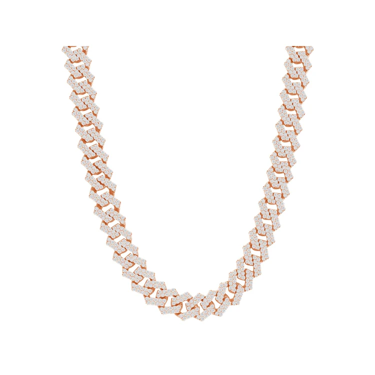 Indian Supplier of Best Quality 18 Inch Length 925 Sterling Silver 16mm Iced Out VVS Moissanite Diamond Cuban Chain at Low Price