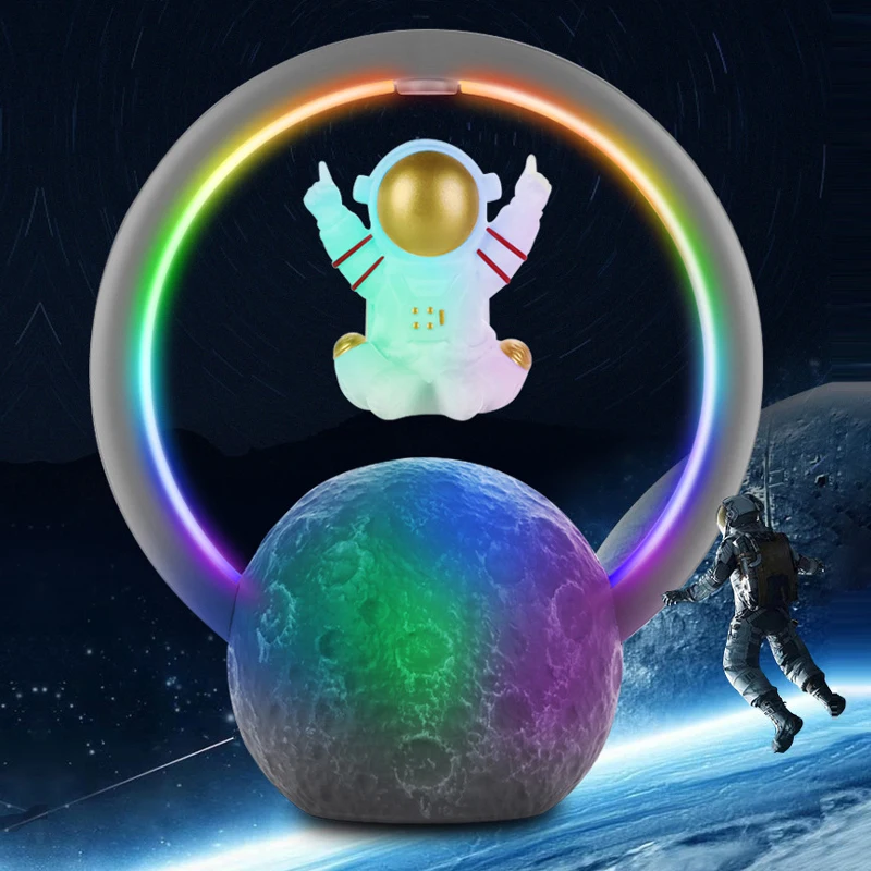 Magnetic Levitating Astronaut Atmosphere Lamp RGB LED Night Light With Music Player Bluetooth Speaker Table Lamp for Bedroom
