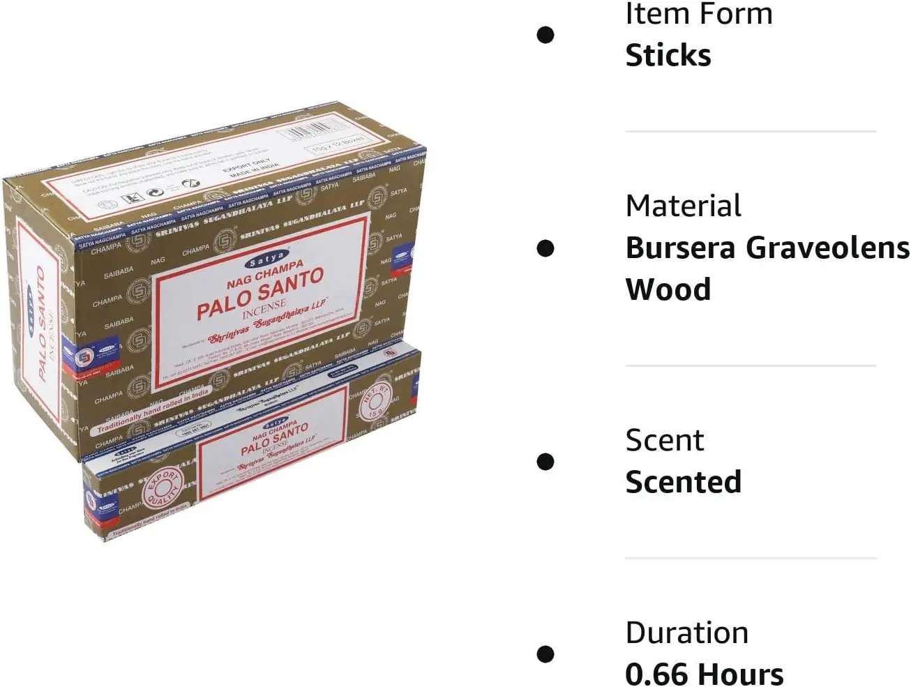 Satya Nag Champa - Palo Santo Incense Sticks Each Hand Rolled Agarbatti Fine Quality Incense Sticks for Purification, Relaxation