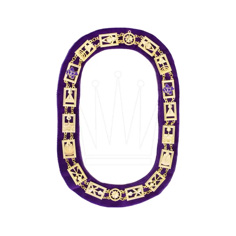 Masonic Regalia Shrine Officer Gold Finish Black Velvet High Quality Masonic Collar Chain For Sale