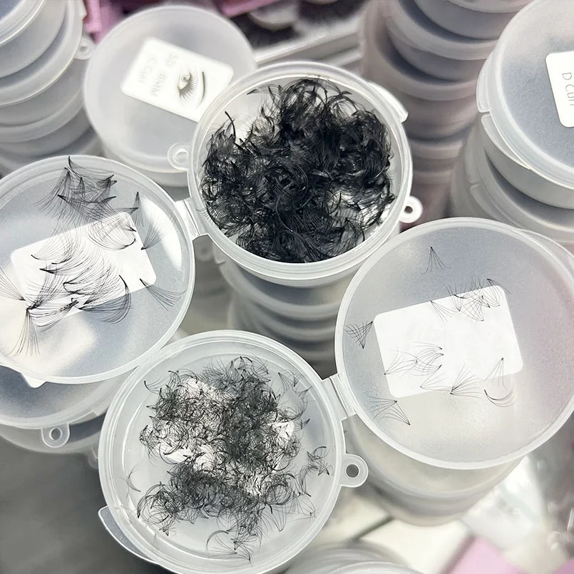 Korean pbt fiber 20d loose pro made fans eyelash extensions 1000 pre made volume fans eyelash extension trays vendor