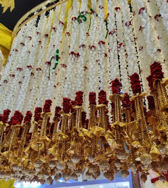 Jasmine With Rose Flower Beads Garland & Gota For Wedding Backdrop Pooja Wedding Gift Return Gift