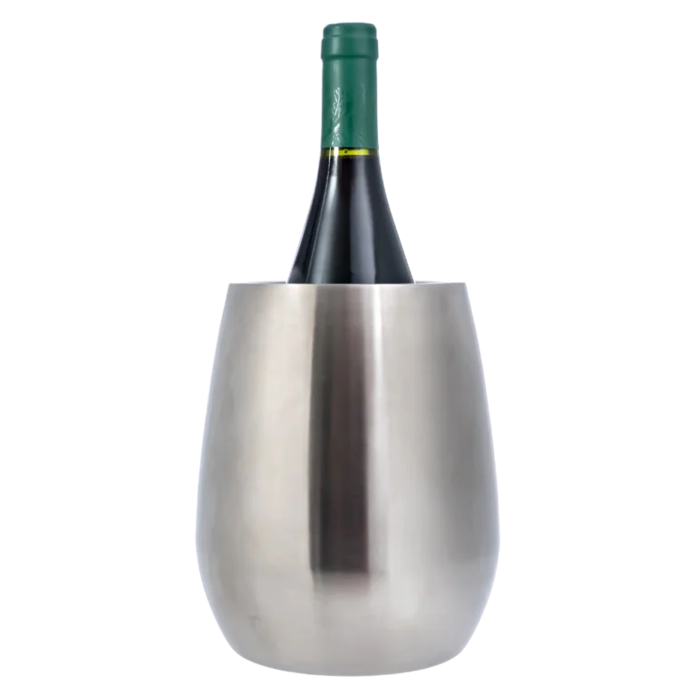 Matt Silver Finished Wine Champagne Cooler Wine Chiller for Table Stainless Steel Elegant Double Wall Ice Bucket Bottle Holder