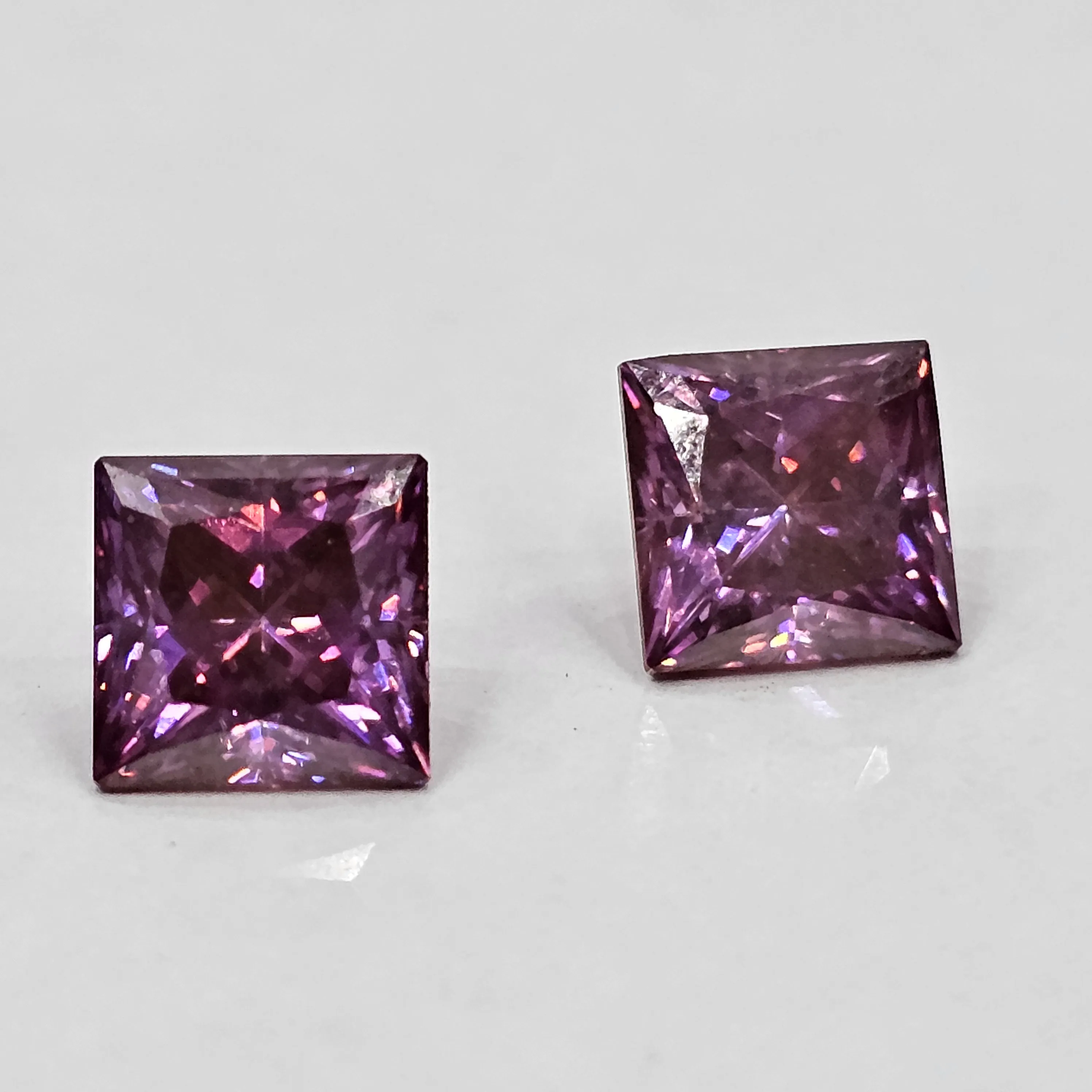 Customizable 8mm Pink Moissanite Loose Excellent Quality Diamond Square Shape Composed Crystal Quartz Zirconia Jewelry Making